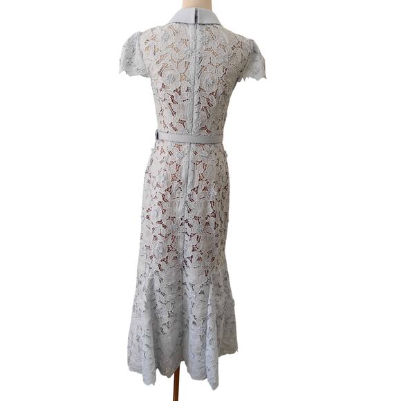 Self Portrait Blue Guipure Lace Midi Dress US 6 - Picture 6 of 10